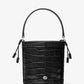 Audrey Medium Crocodile Embossed Leather Bucket Bag