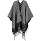 Reversible Logo Plaid Fringe Kimono
