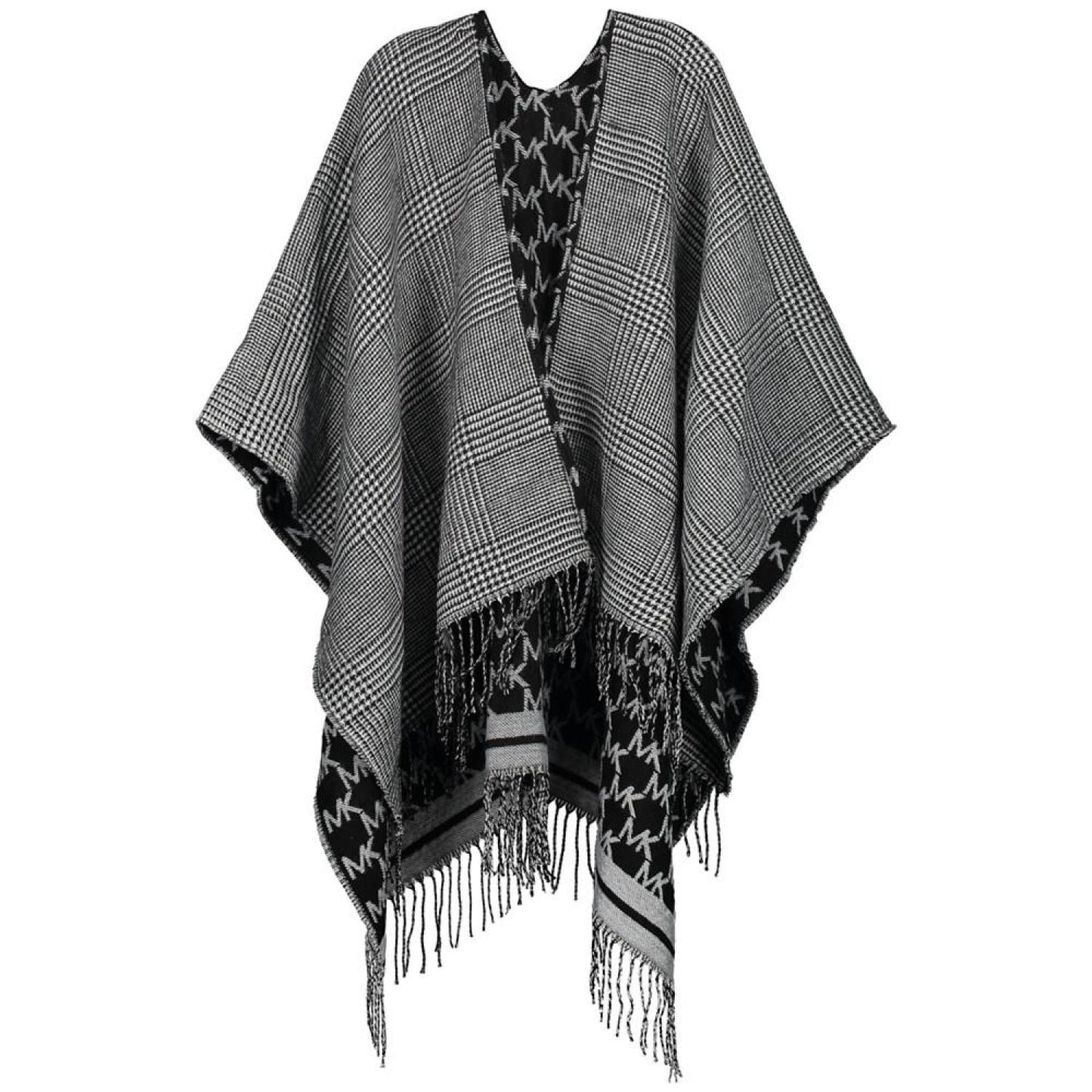 Reversible Logo Plaid Fringe Kimono