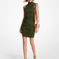 Ruched Matte Jersey Turtleneck Dress