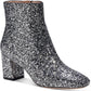 Junell Womens Glitter Round Toe Ankle Boots
