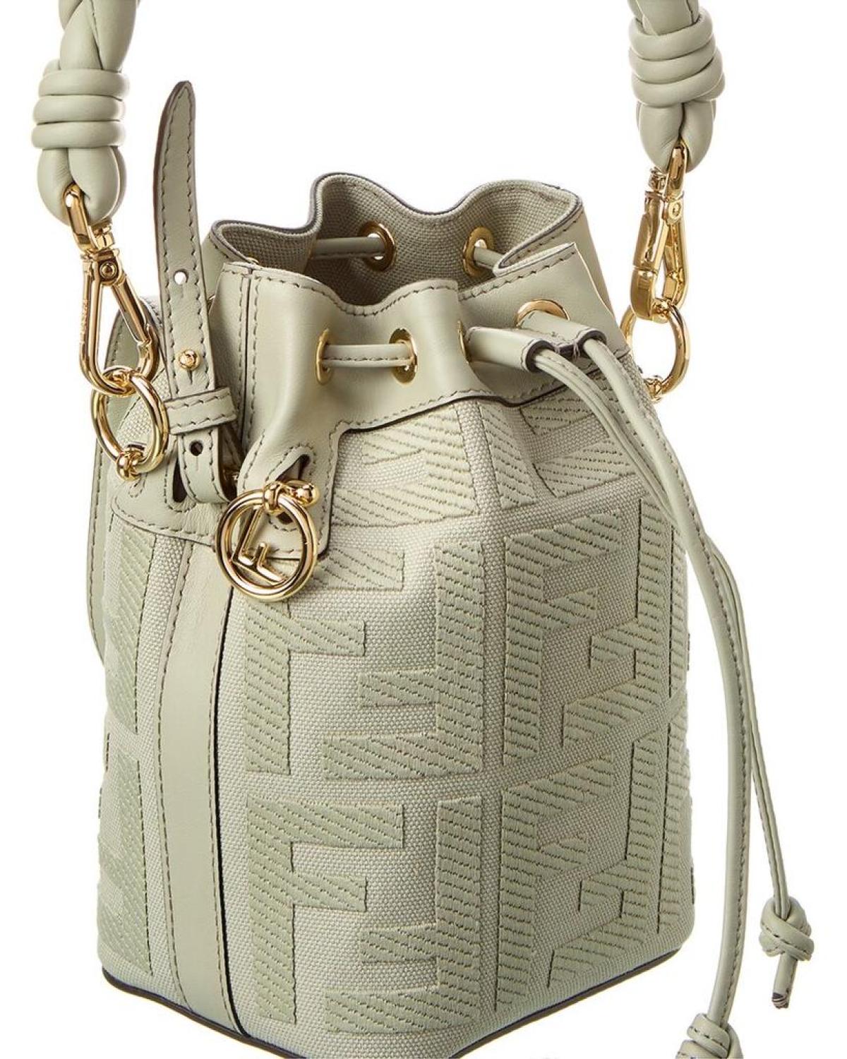 FENDI Mon Tresor Mini FF Canvas & Leather Bucket Bag