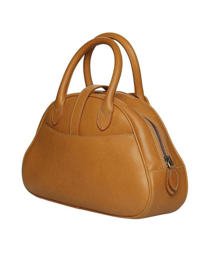 Tan Leather Small Bowler Bag