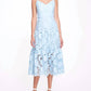 3D Floral Eyelet Midi Dress In Dusty Blue