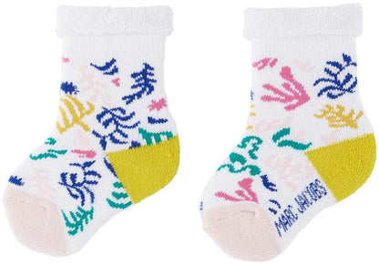 Two-Pack Baby White Jacquard Socks