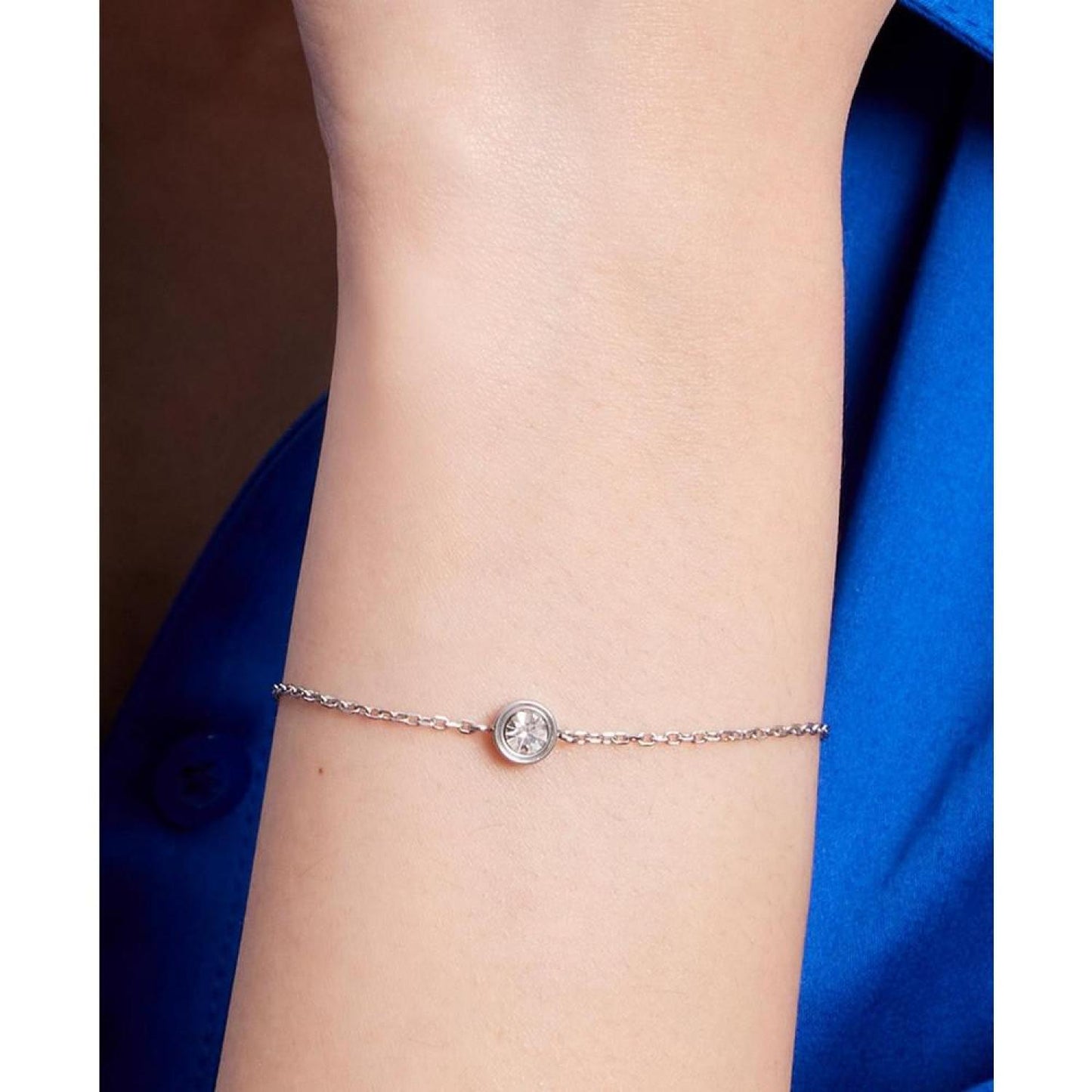 Gold-Tone Solitaire Imitation Pearl Link Bracelet