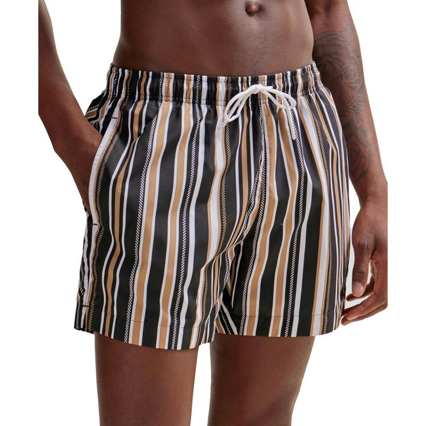 Men's Quick-Dry Fabric Striped Swim Shorts