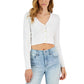 Women's Solid Button-Front Cropped Cardigan