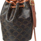 CELINE Logo Drawstring Small Coated Canvas & Leather Bucket Bag