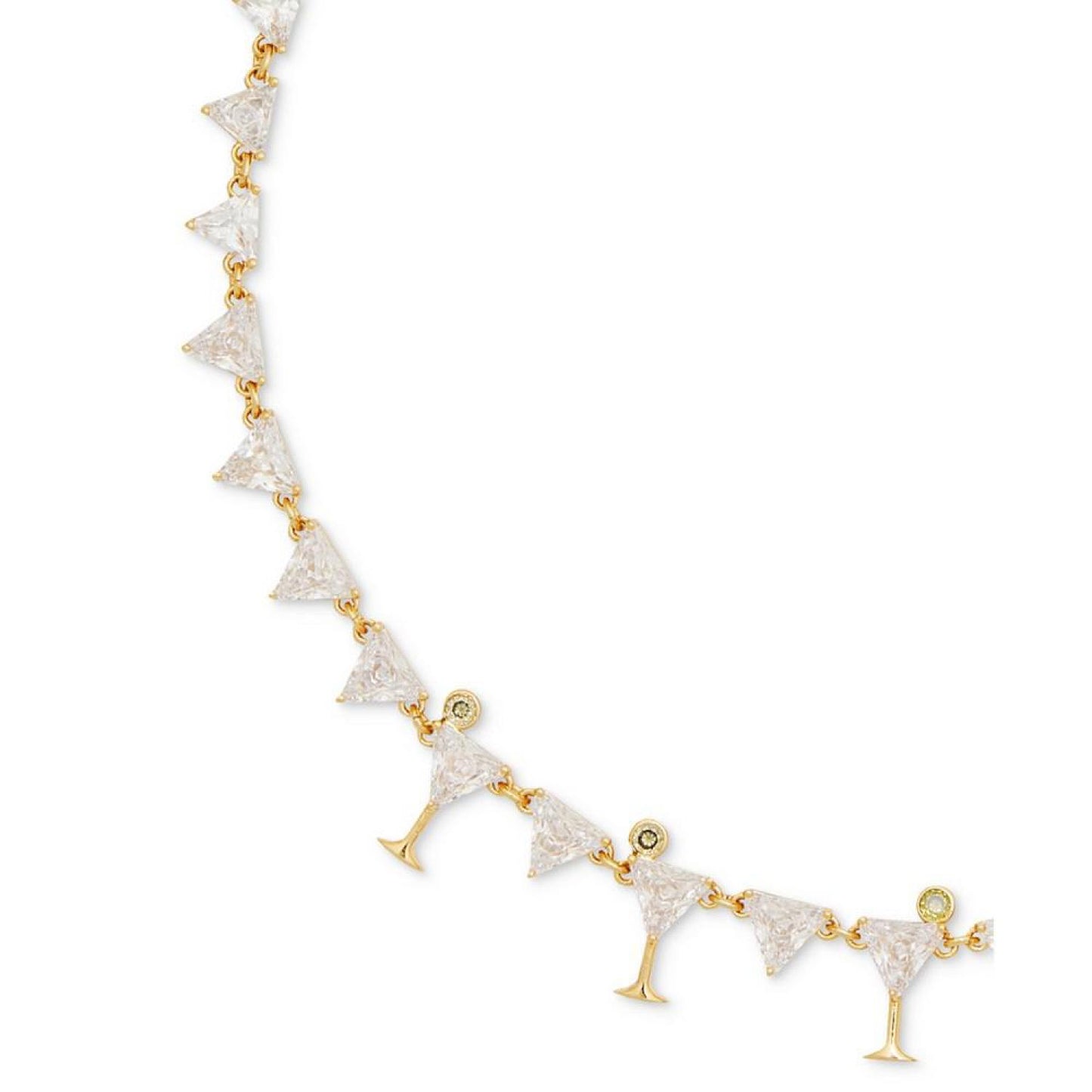 Gold-Tone Cubic Zirconia Martini Tennis Necklace, 16" + 3" extender