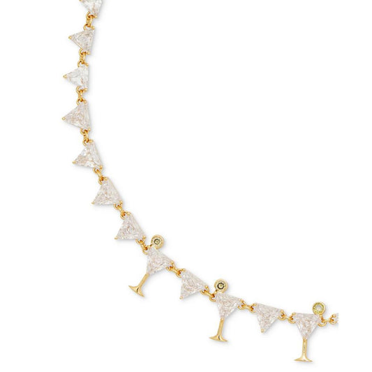 Gold-Tone Cubic Zirconia Martini Tennis Necklace, 16" + 3" extender