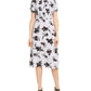 Womens Floral Print Pintuck Midi Dress