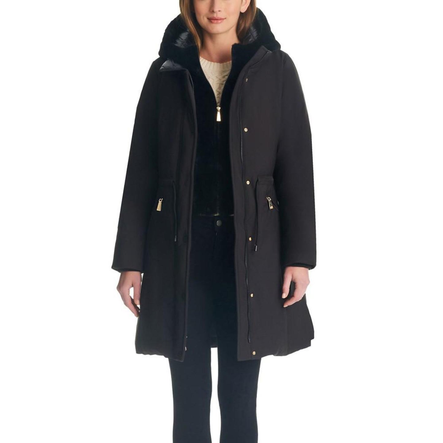 Women's Bibbed Hooded Puffer Coat