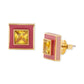 Gold-Tone Framed Color Crystal Square Stud Earrings