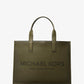 Cooper Logo Embossed Faux Pebbled Leather Tote Bag