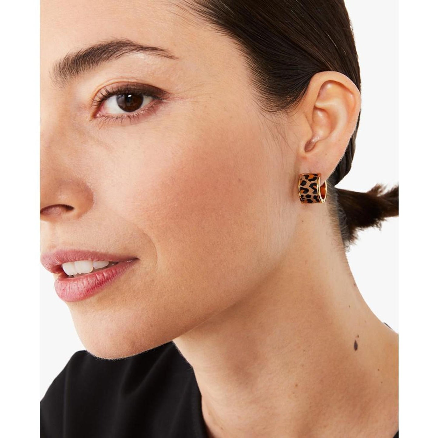 Gold-Tone Flower Huggie Hoop Earrings