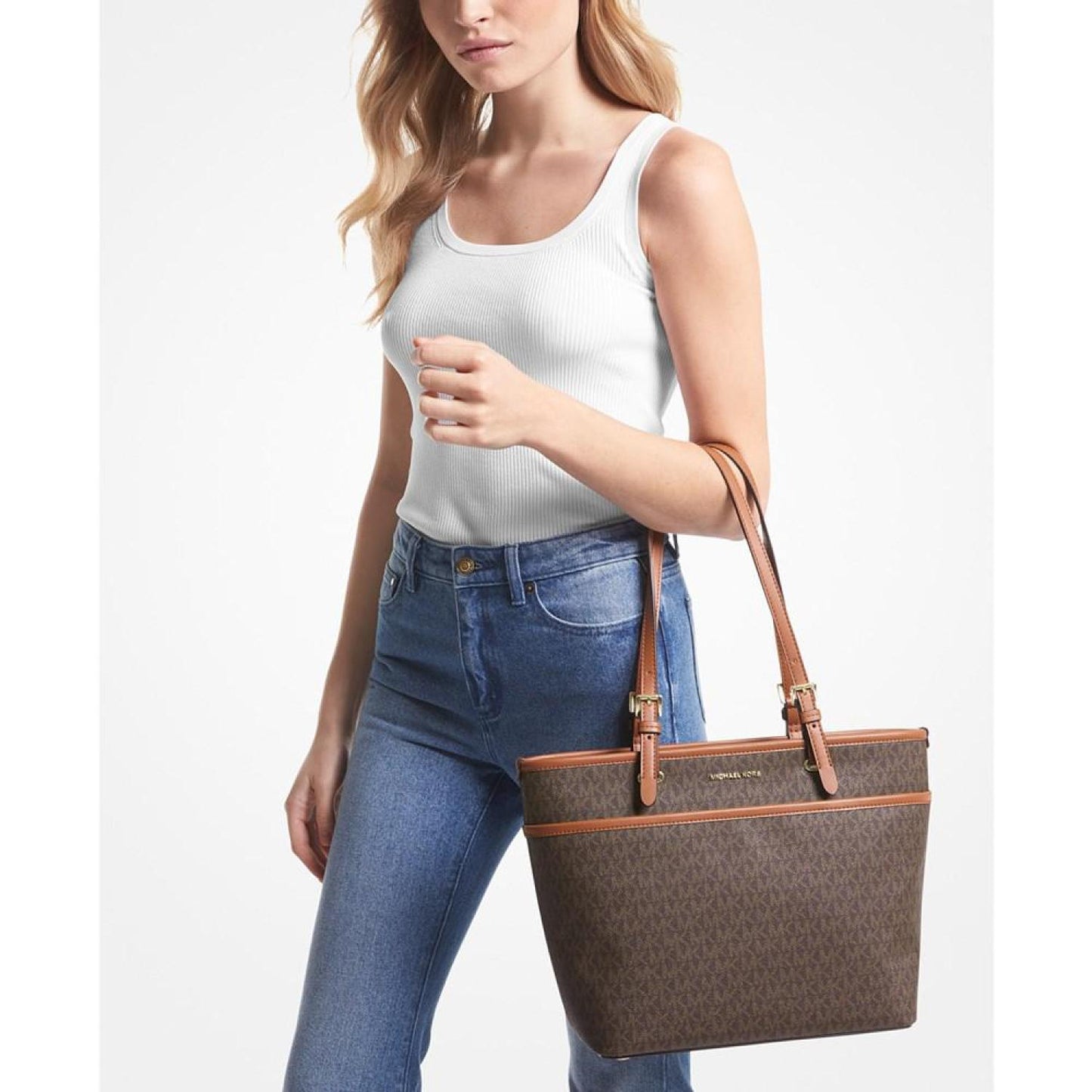 Logo Large Top Zip Pocket Tote