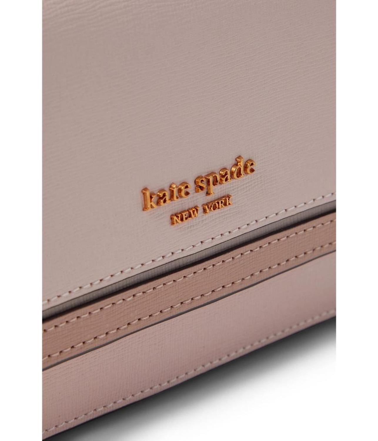 Morgan Color-Blocked Saffiano Leather Flap Chain Wallet