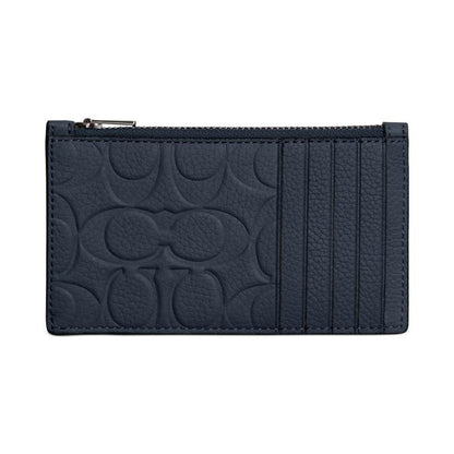 Signature Leather Zip Logo Card Case