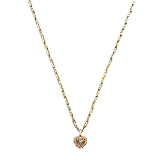 Faux Stone Crystal Heart Pendant Necklace