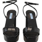Prada Patent Sandals Ankle Strap Heels Women's Leather
