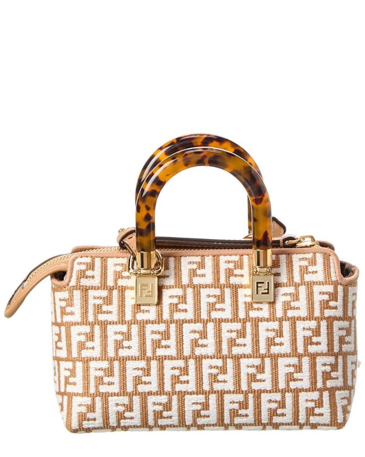 FENDI By The Way Mini Raffia Leather Shoulder Bag
