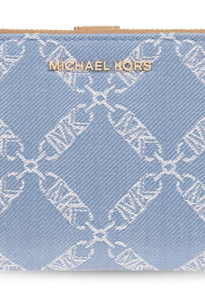 Michael Michael Kors Monogram Jacquard Zipped Denim Wallet