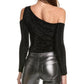 Michael Kors Collection Crystal Cold Shoulder Cashmere-Blend Bodysuit