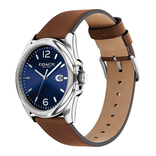 Men's Greyson Brown Leather Strap Watch 41mm