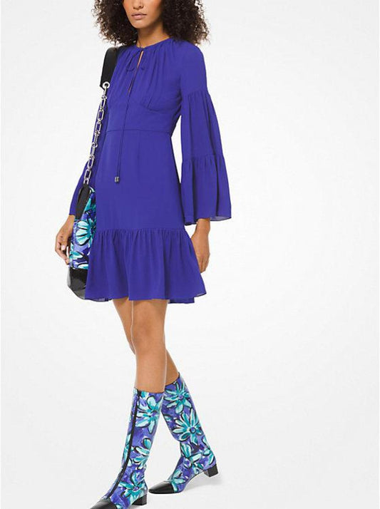 Silk-Georgette Peasant Dress