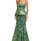 Marchesa Notte Jacquard Peplum Gown