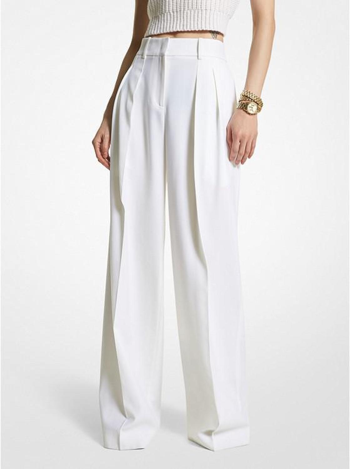 Wool Gabardine Wide-Leg Trousers