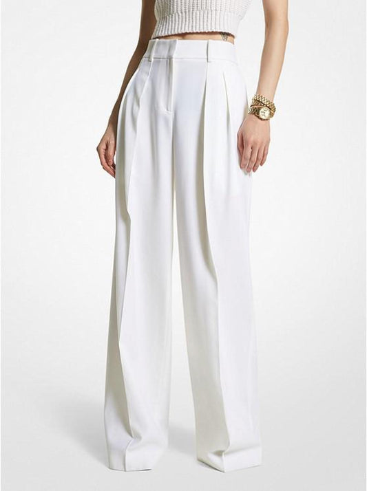 Wool Gabardine Wide-Leg Trousers