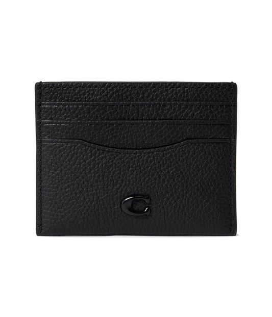 Flat Card Case in Pebble Leather w/ Sculpted C Hardware Branding
