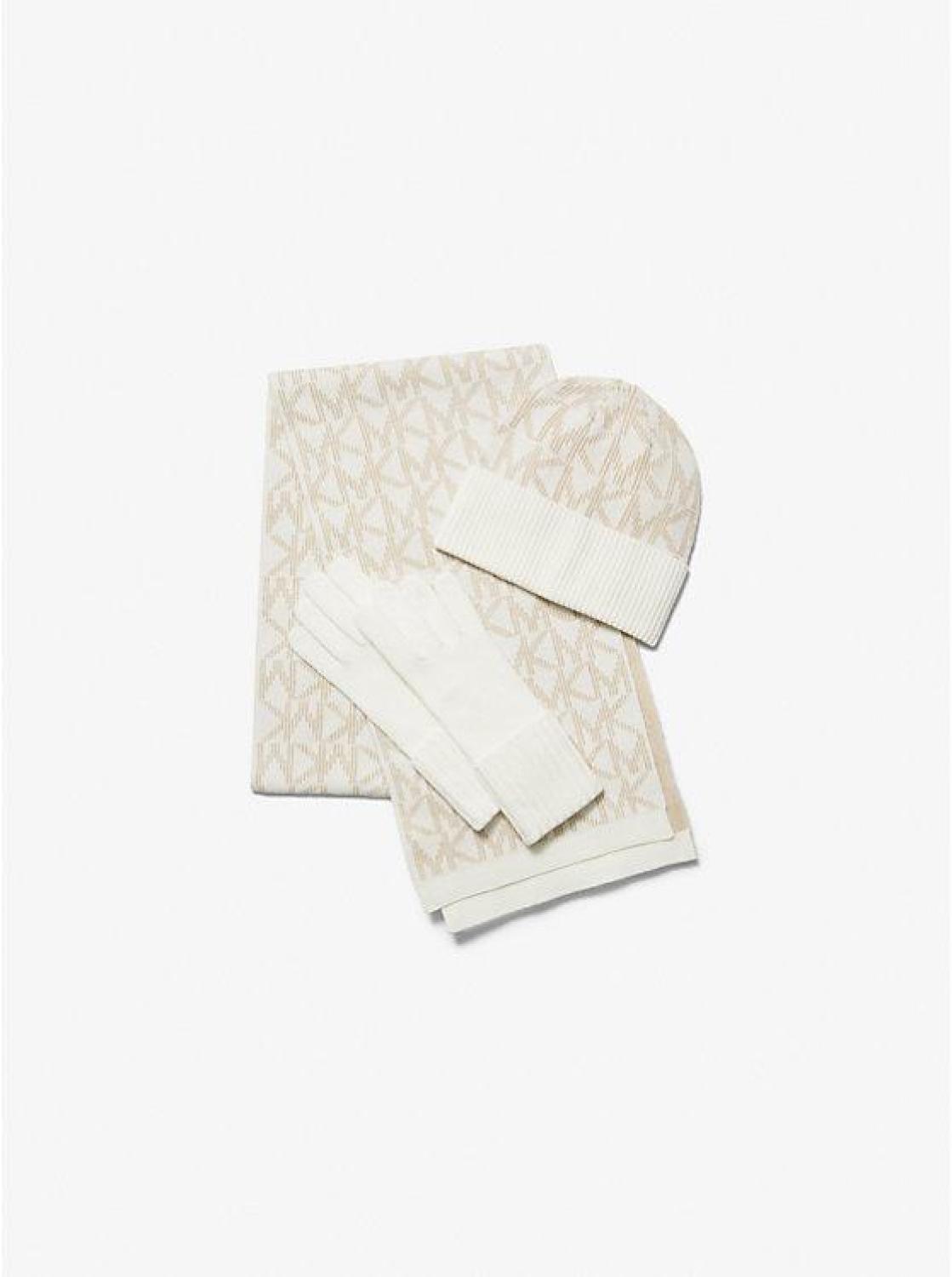 Logo Jacquard Scarf, Beanie and Gloves Gift Set