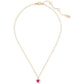 Gold-Tone White-Framed Red Crystal Heart Pendant Necklace, 16" + 3" extender