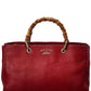 Gucci Red Leather Medium Bamboo Shopper Tote (Authentic Pre-Owned)