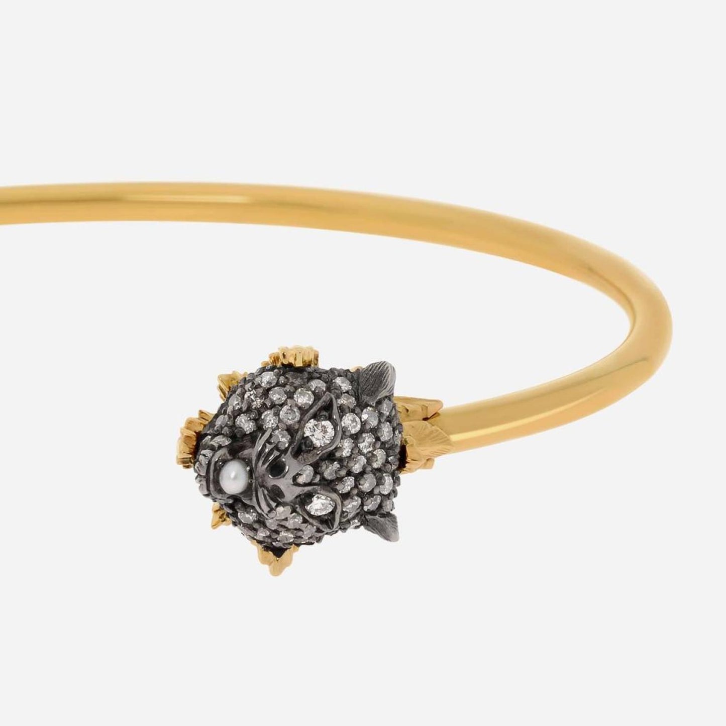 Gucci Le Marche Des Merveilles 18K Yellow Gold and Sterling Silver, Diamond 0.69ct. tw. and Mother of Pearl Cuff Bracelet YBA459246001017