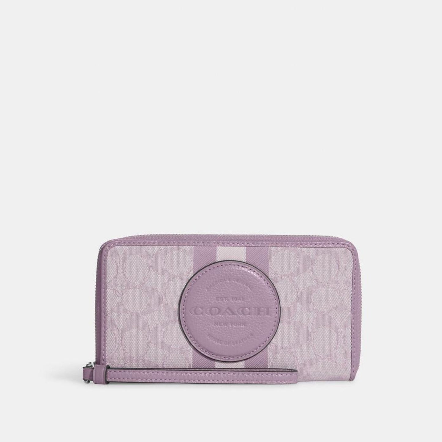 Coach Outlet Dempsey Large Phone Wallet In Signature Jacquard With Stripe And Coach Patch
