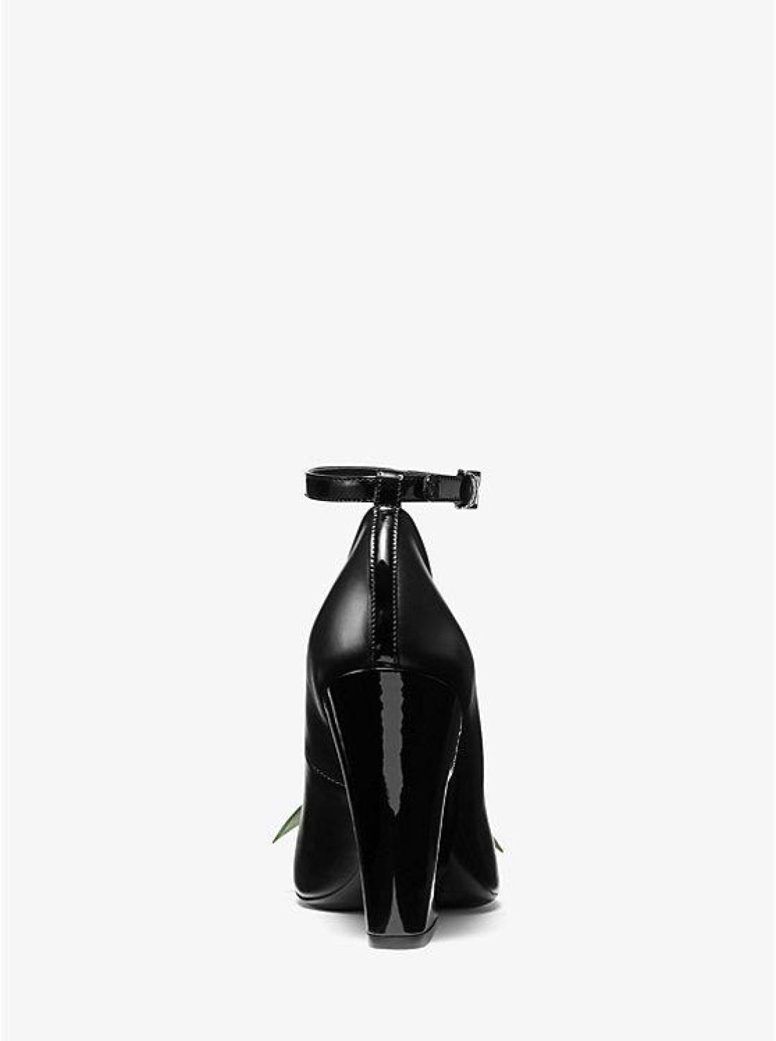 Julianne Lemon-Embellished Leather Peep-Toe Pump