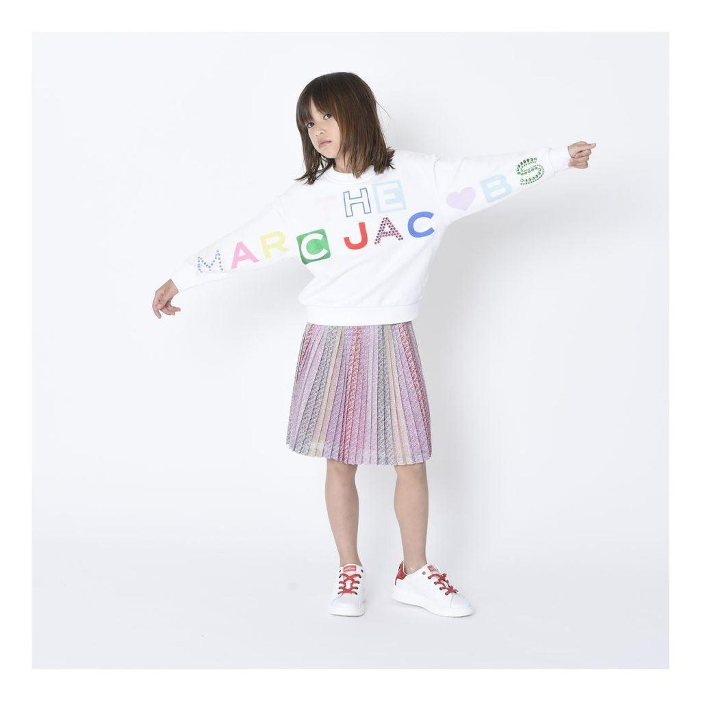White Multicolor Iconic Logo Pullover