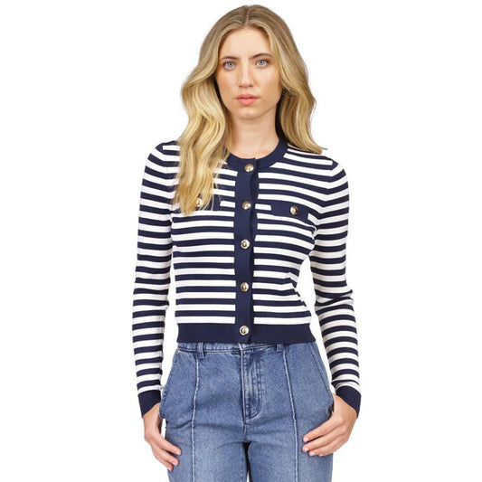 Women's Striped Button-Front Cardigan