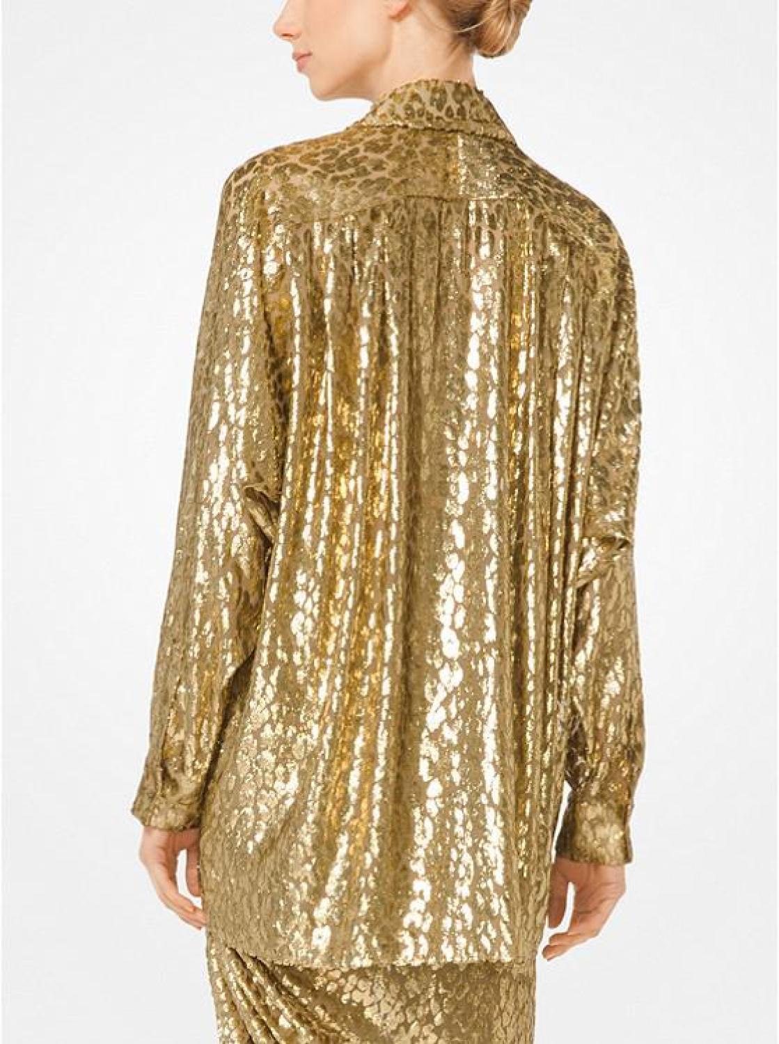 Cheetah Metallic Fil Coupé Blouse