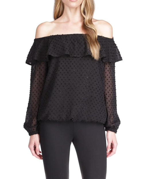 Clip Chiffon Off Shoulder Top