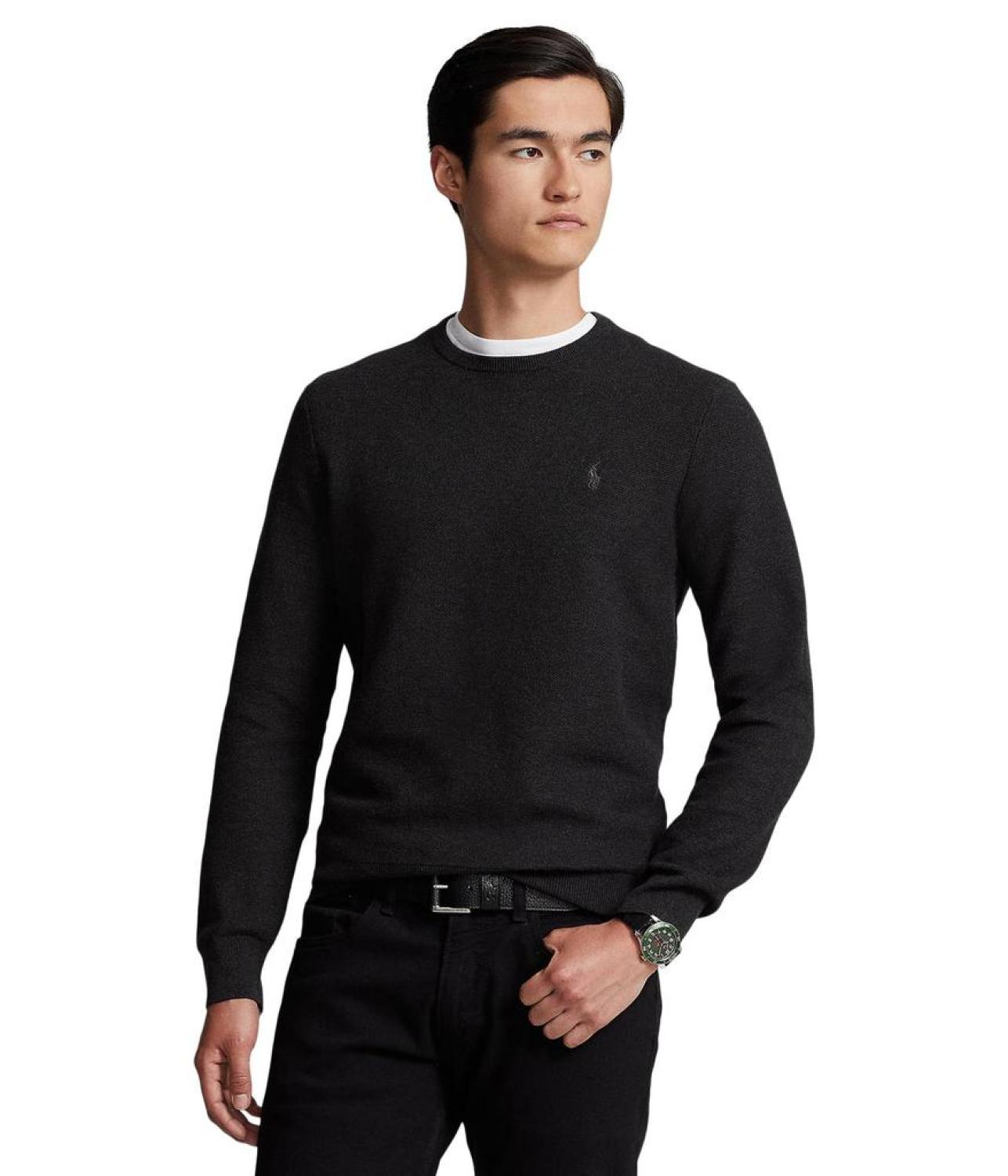 Textured Cotton Crew Neck Sweater