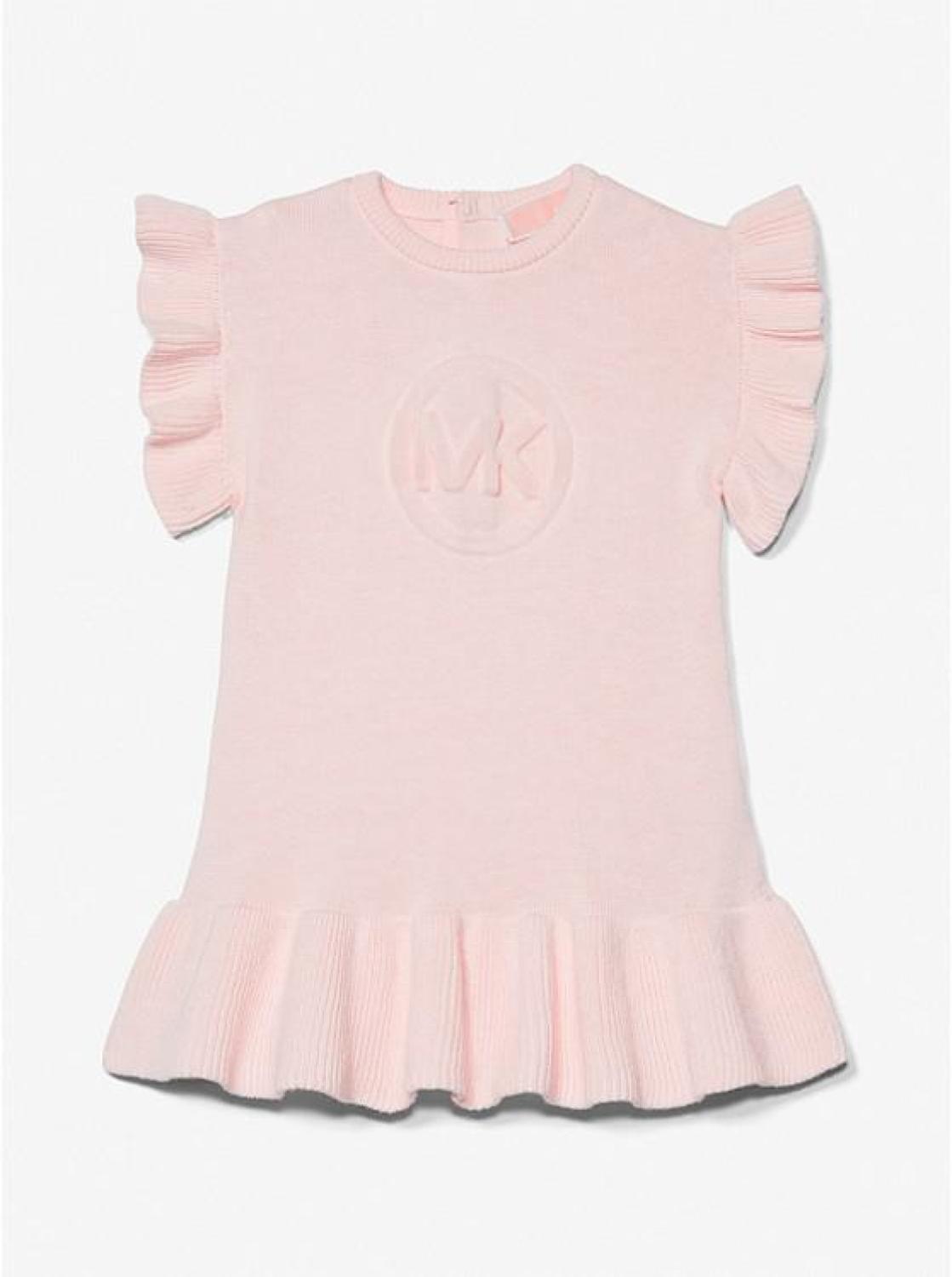 Logo Embossed Cotton Ruffled Dress