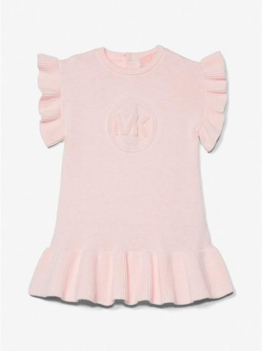 Logo Embossed Cotton Ruffled Dress