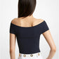 Ribbed Stretch Knit Crossover Bodysuit