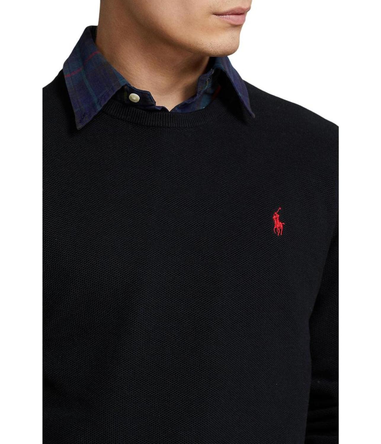 Textured Cotton Crew Neck Sweater