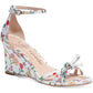 Womens Leather Floral Print Wedge Heels